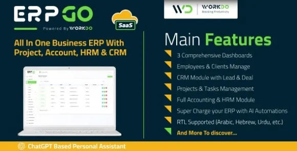 ERPGo SaaS v5.6 – All In One Business ERP With Project, Account, HRM, CRM & POS Script